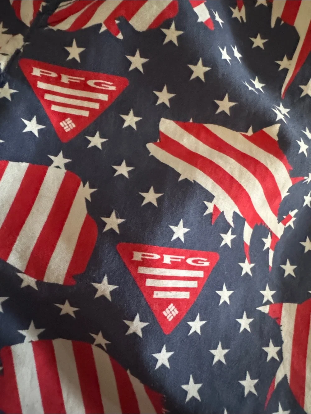 Columbia Boys Size 8 Navy Patriotic Flag Print Swim Shorts Swim Trunks Swimwear